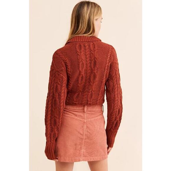NWT Free People Ray Corduroy Mini Skirt Women's Size 0 Coral Button-Front Cotton - Picture 2 of 10